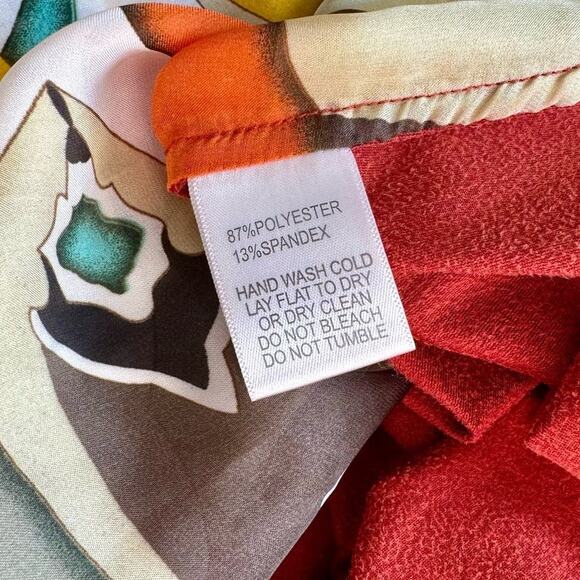 Alberto Makali Orange Abstract Print Women Size Small Designer Fashion Top - Picture 9 of 10